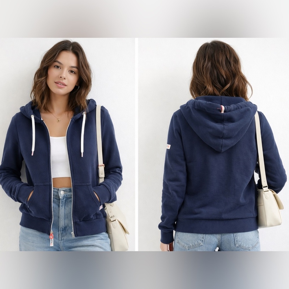 Superdry Athletics Japan Blue Hooded Zip Front Sweatshirt‎ Sz. 6